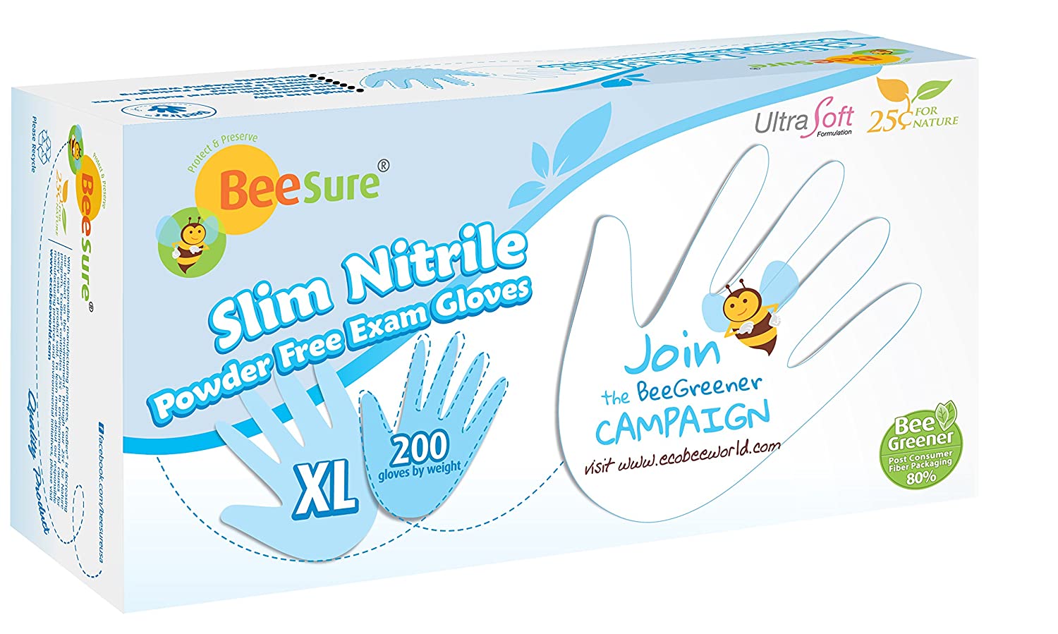 Cranberry 1129 BeeSure SLIM Nitrile Examination Gloves White Extra Large 200/Bx Cranberry 1129 BeeSure SLIM Nitrile Examination Gloves White Extra Large 200/Bx